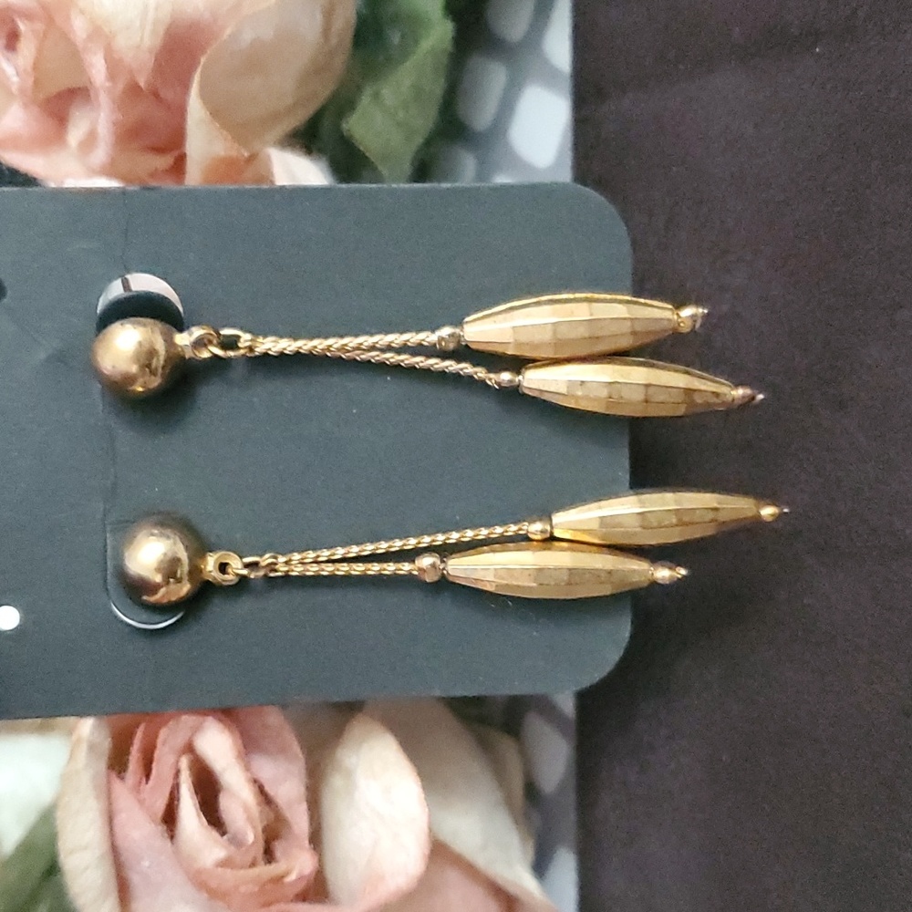 Vintage 80s Faceted Torpedo Drop Earrings